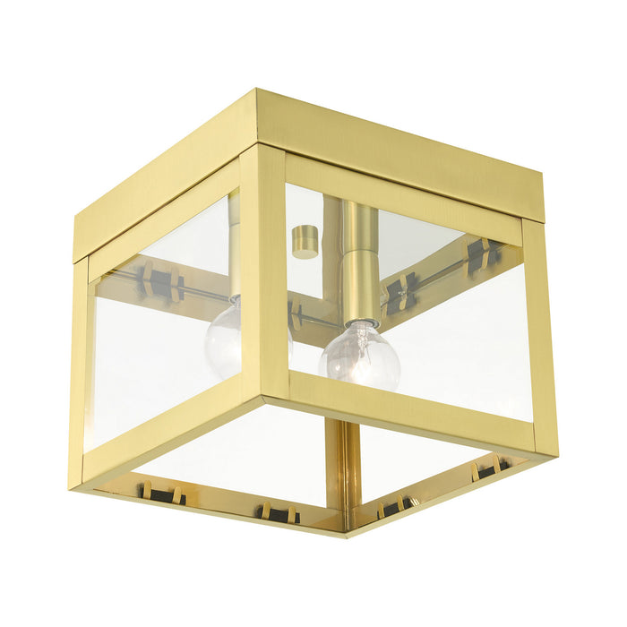 Livex Lighting 20588-12 Two Light Flush Mount, Satin Brass