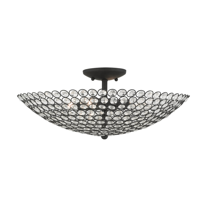Livex Lighting 40447-04 Four Light Semi Flush Mount, Black