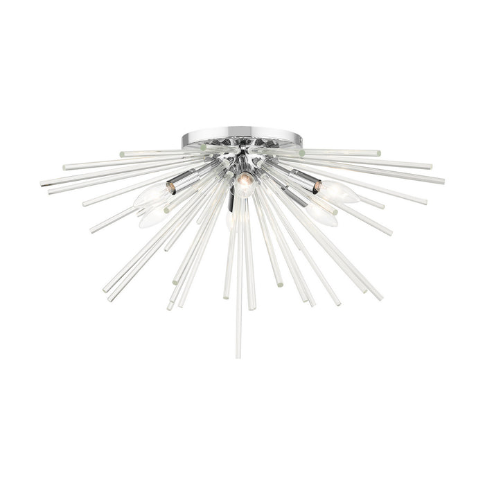 Livex Lighting 41251-05 Six Light Flush Mount, Polished Chrome