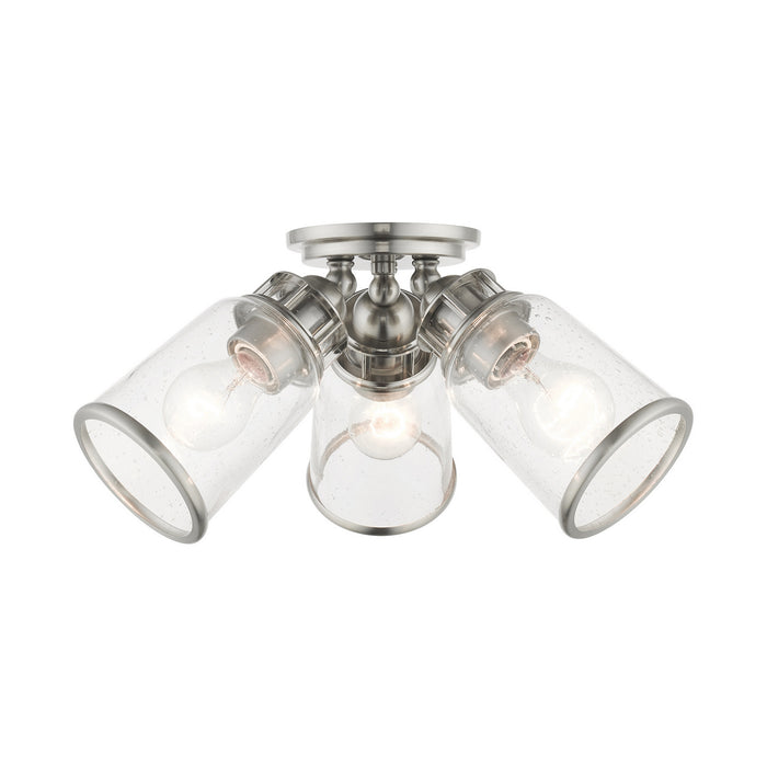 Livex Lighting 45503-91 Three Light Flush Mount, Brushed Nickel