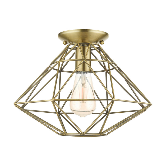 Livex Lighting 46248-01 One Light Flush Mount, Antique Brass