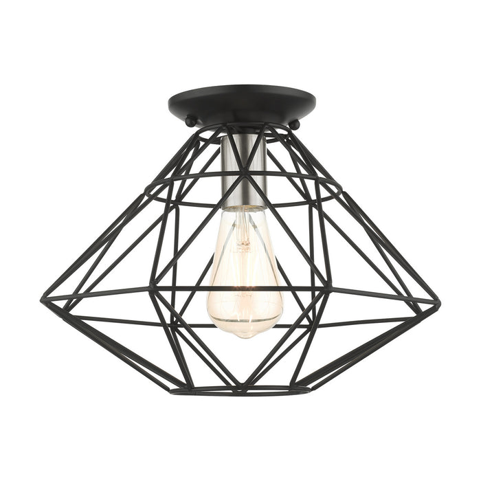 Livex Lighting 46248-04 One Light Flush Mount, Black w/ Brushed Nickels