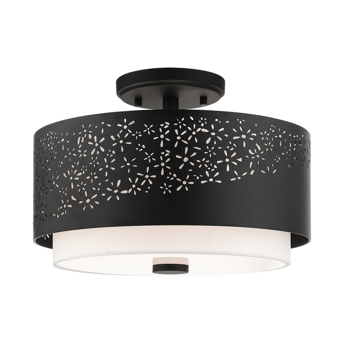 Livex Lighting 46268-04 Three Light Semi Flush Mount, Black