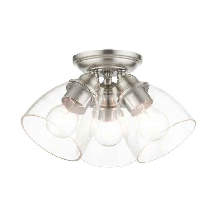 Livex Lighting 46339-91 Three Light Flush Mount, Brushed Nickel