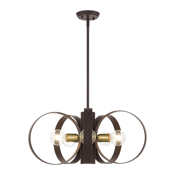 Livex Lighting 46425-07 Six Light Chandelier, Bronze w/ Satin Brasss