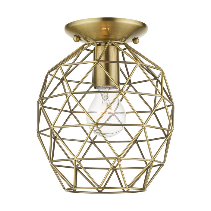 Livex Lighting 46598-01 One Light Flush Mount, Antique Brass
