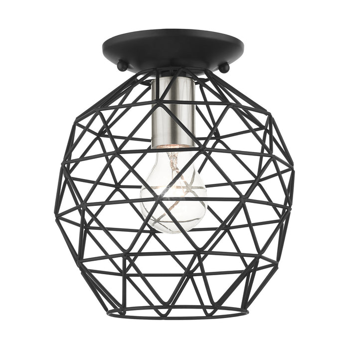 Livex Lighting 46598-04 One Light Flush Mount, Black w/ Brushed Nickels