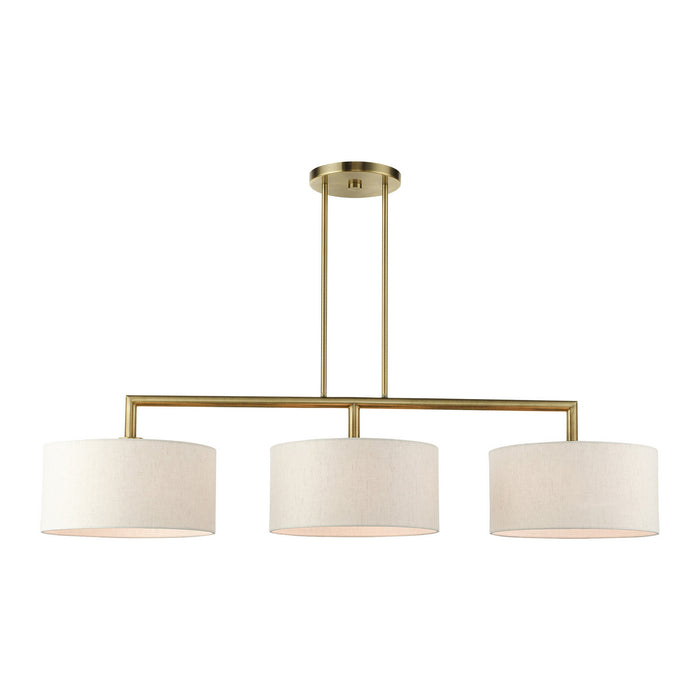 Livex Lighting 49293-01 Three Light Linear Chandelier, Antique Brass