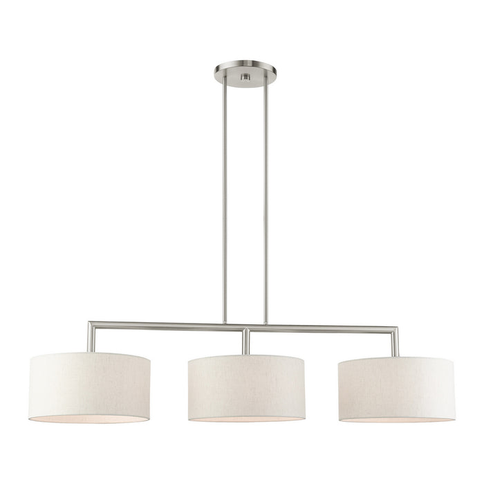 Livex Lighting 49293-91 Three Light Linear Chandelier, Brushed Nickel