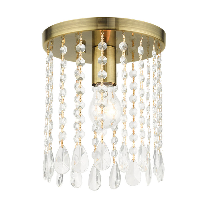 Livex Lighting 51066-01 One Light Flush Mount, Antique Brass