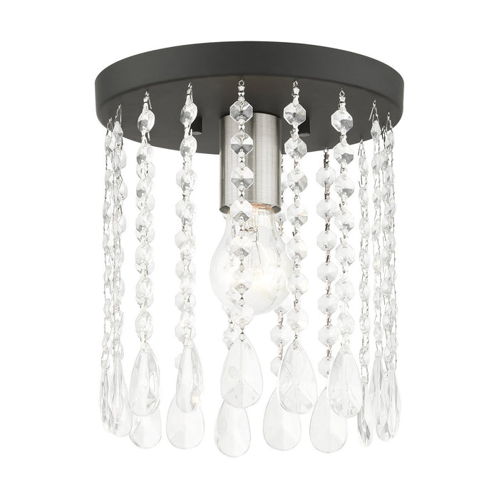 Livex Lighting 51066-04 One Light Flush Mount, Black w/ Brushed Nickels