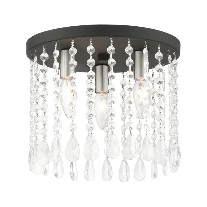 Livex Lighting 51067-04 Three Light Flush Mount, Black w/ Brushed Nickels