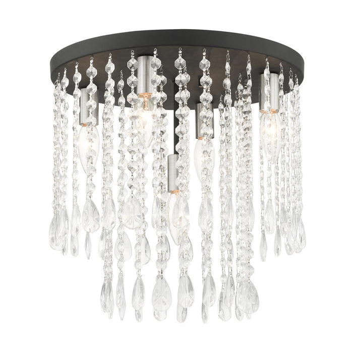 Livex Lighting 51068-04 Five Light Flush Mount, Black w/ Brushed Nickels