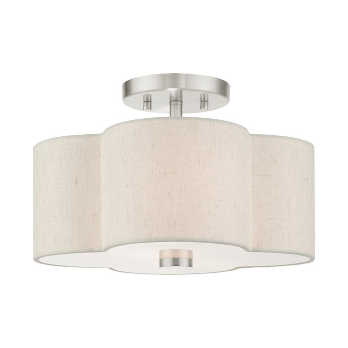 Livex Lighting 58062-91 Two Light Semi Flush Mount, Brushed Nickel