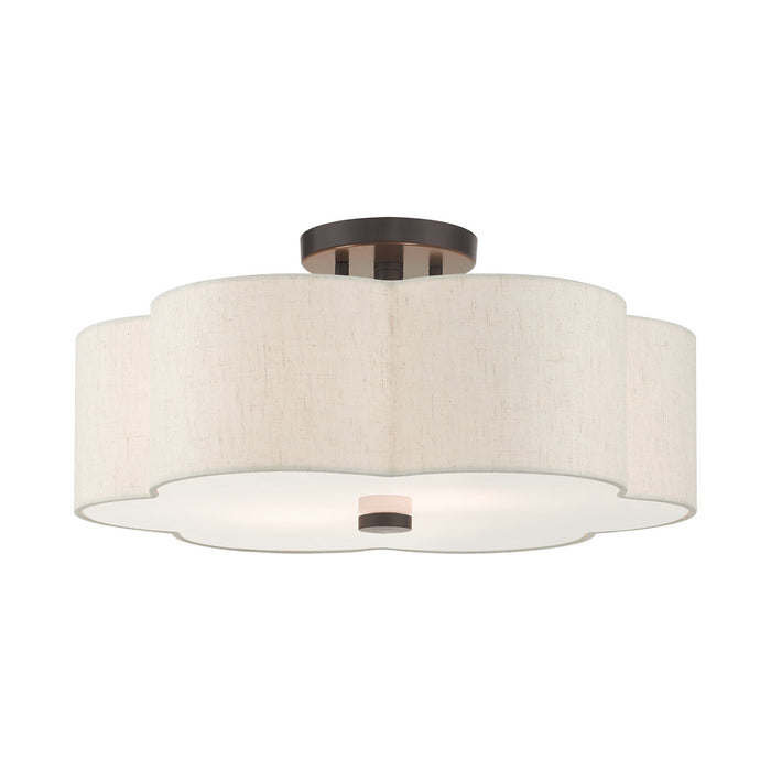 Livex Lighting 58064-92 Three Light Semi Flush Mount, English Bronze