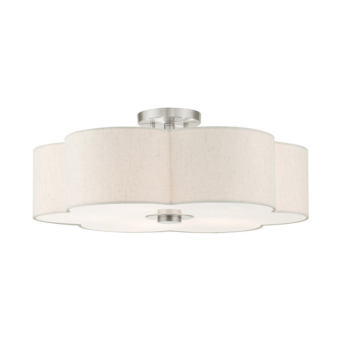 Livex Lighting 58068-91 Five Light Semi Flush Mount, Brushed Nickel