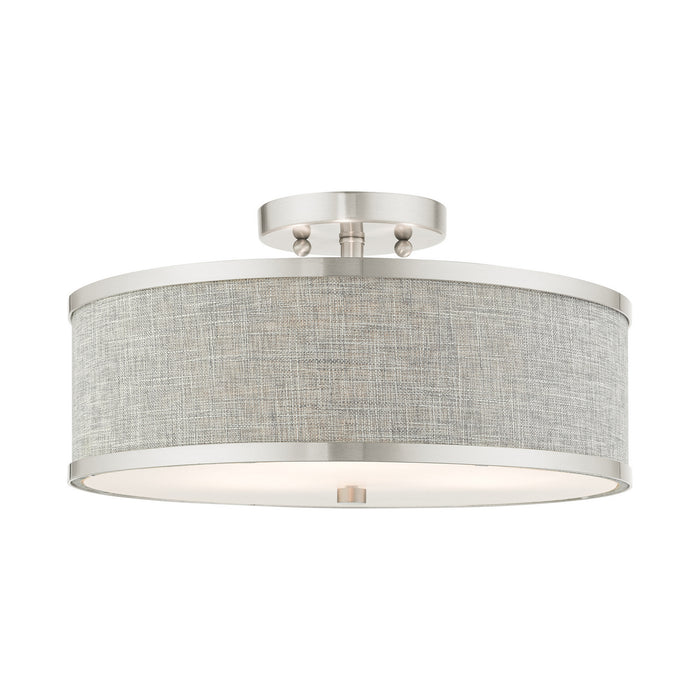 Livex Lighting 60423-91 Three Light Semi Flush Mount, Brushed Nickel