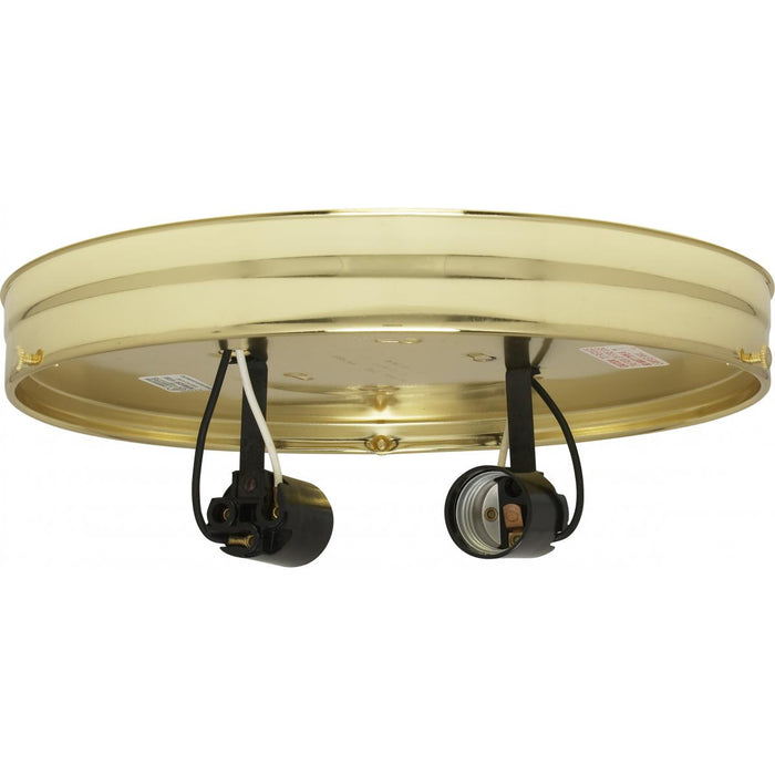 Satco 90-766 Two Light Ceiling Pan, Brass