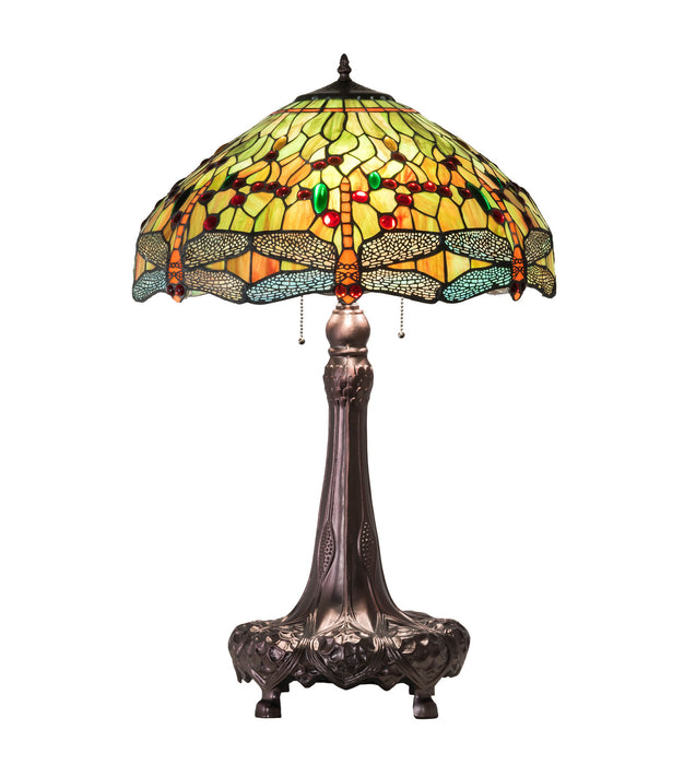 Meyda Tiffany 101830 Three Light Table Lamp, Mahogany Bronze