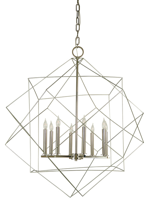 Framburg 4708 SP/PN Eight Light Foyer Chandelier, Satin Pewter w/Polished Nickel