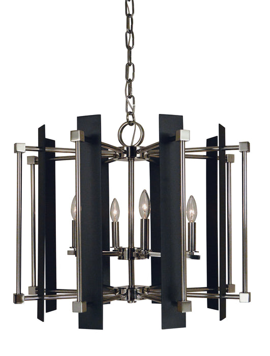 Framburg 4807 PN/MBLACK Six Light Chandelier, Polished Nickel w/Matte Black