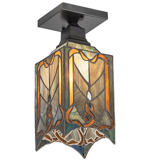 Meyda Tiffany 192693 One Light Flushmount, Craftsman Brown