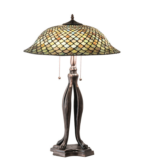 Meyda Tiffany 98134 Three Light Table Lamp, Mahogany Bronze