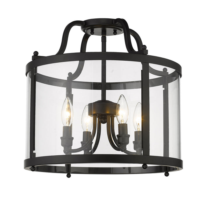 Golden 1157-SF BLK Four Light Semi-Flush Mount, Matte Black