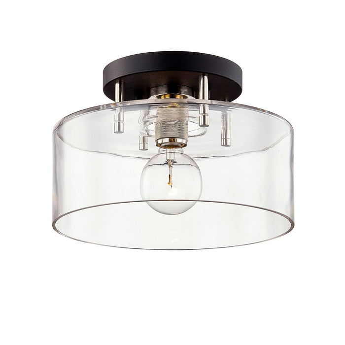 Troy Lighting C7551-TBK/PN One Light Semi-Flush Mount, Textured Black & Polish Nickel