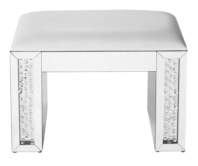 Elegant Lighting MF91018 Vanity Leather Stool, Clear