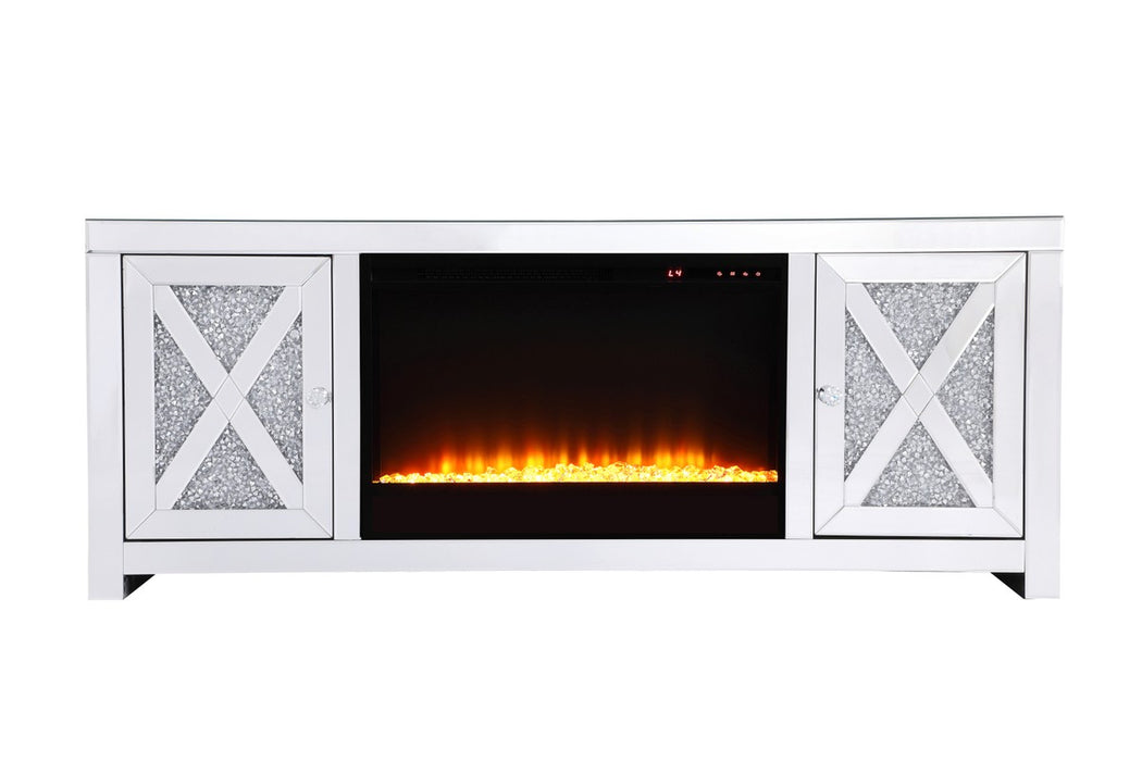 Elegant Lighting MF9903-F2 TV Stand With Insert Fireplace, Clear