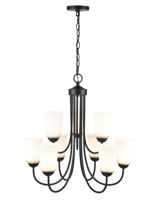 Millennium 9809-MB Nine Light Chandelier, Matte Black