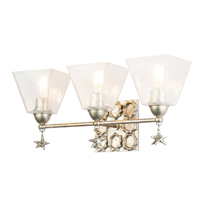 Lucas + McKearn BB1002S-3 Three Light Vanity, Silver Leaf
