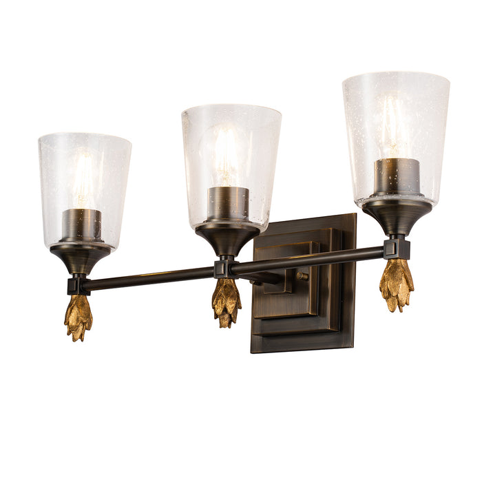 Lucas + McKearn BB1022DB-3-F1G Three Light Vanity, Dark Bronze