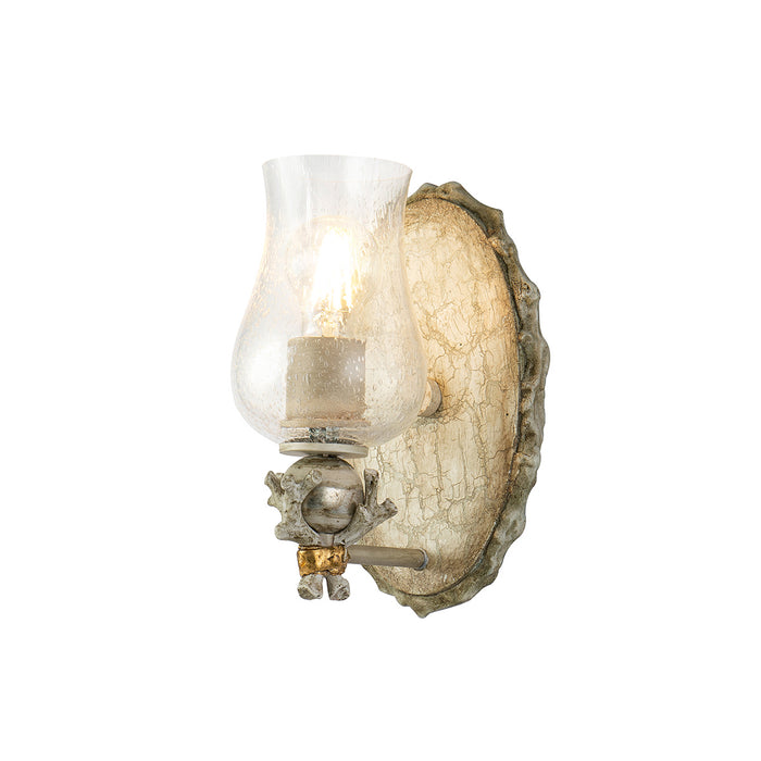 Lucas + McKearn BB1238-1 One Light Wall Sconce, Hand-Painted W/Putty Patina/Silver Leaf Orb