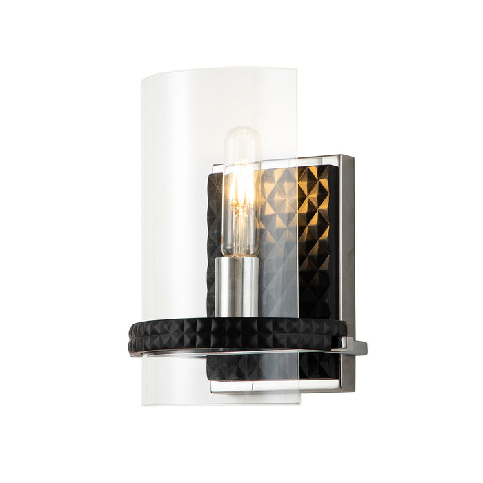 Lucas + McKearn BB91598-1 One Light Wall Sconce, Matte Black/Polished Chrome