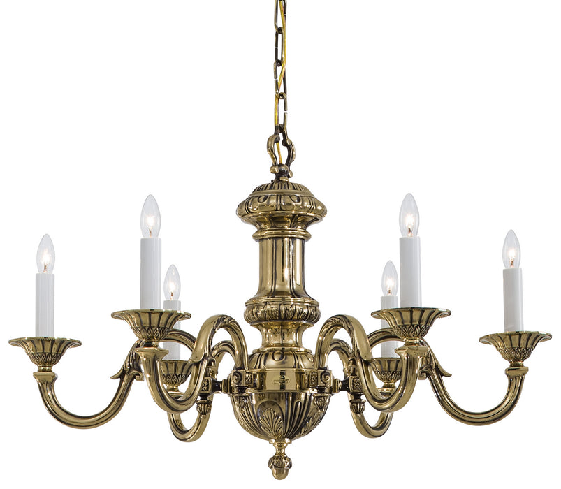 Metropolitan N700206 Six Light Chandelier, Classic Brass