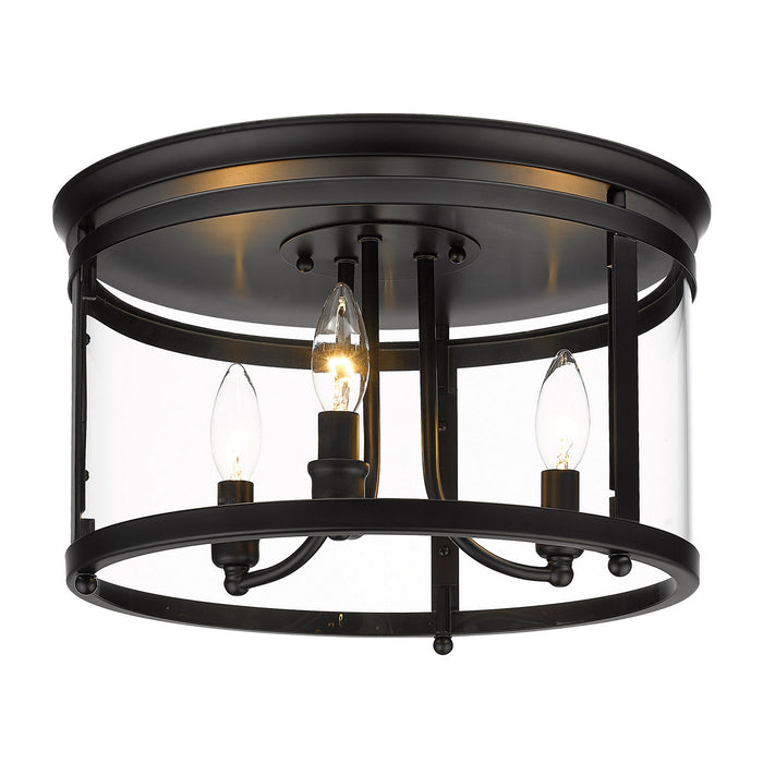 Golden 1157-FM BLK Three Light Flush Mount, Matte Black