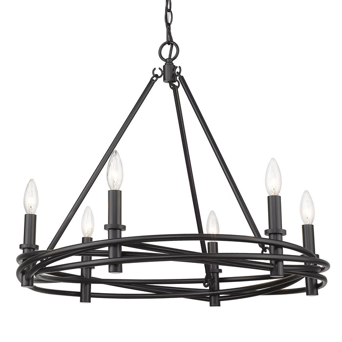 Golden 1417-6 BLK Six Light Chandelier, Matte Black