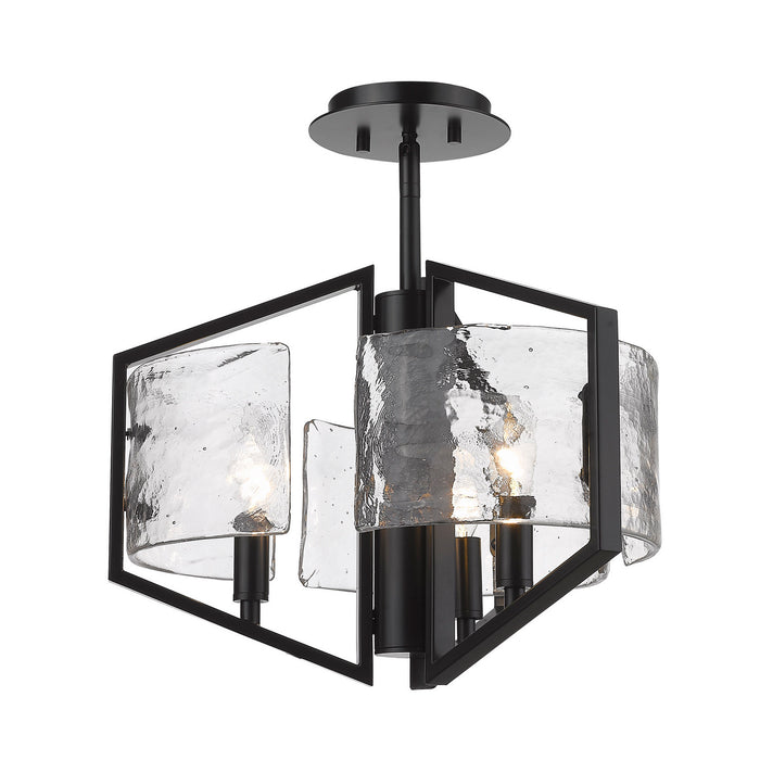 Golden 3162-SF BLK-HWG Three Light Semi-Flush Mount, Matte Black