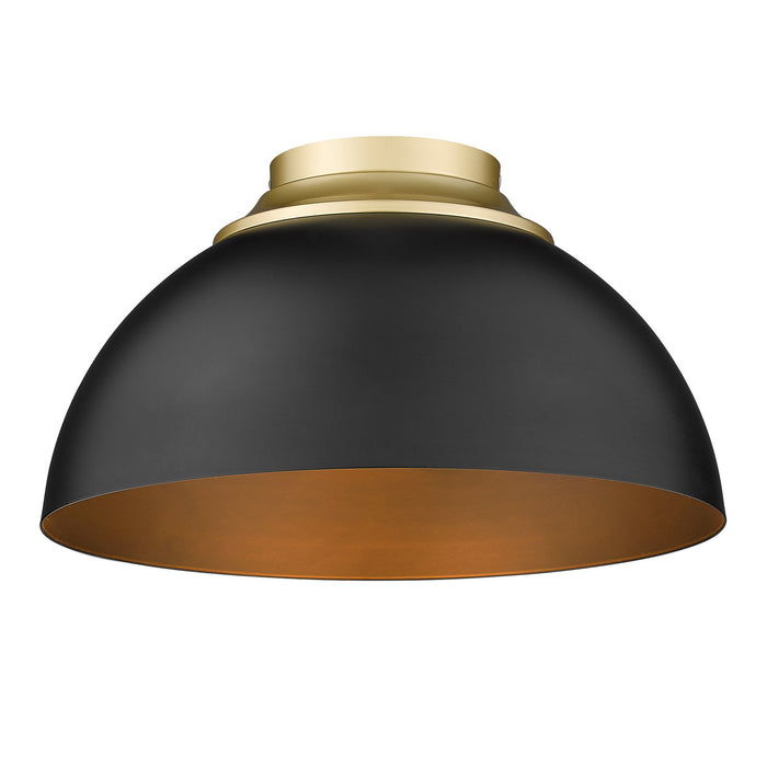 Golden 6956-FM OG-BLK Three Light Flush Mount, Olympic Gold