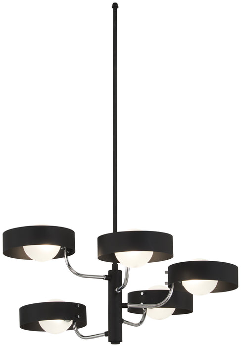 George Kovacs P1565-729 Five Light Chandelier, Sand Coal And Polished Nickel