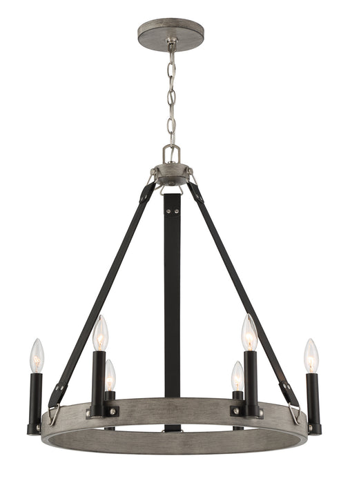 Minka-Lavery 3876-693 Six Light Chandelier, Aged Silverwood And Coal