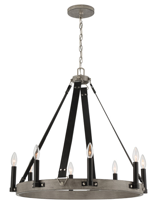 Minka-Lavery 3878-693 Eight Light Chandelier, Aged Silverwood And Coal