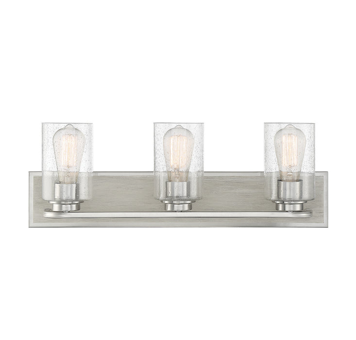 Lighting One E V6-L8-7609-3-165 Three Light Bathroom Vanity, Satin Nickel W/ Greywood