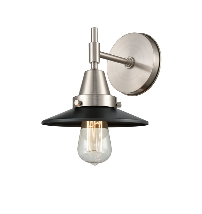 Innovations 447-1W-SN-M6-BK One Light Wall Sconce, Satin Nickel