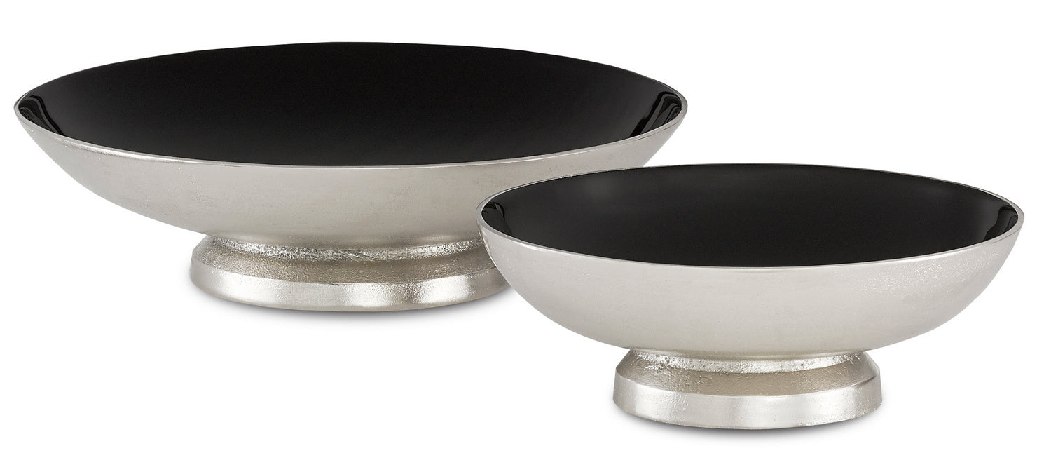 Currey and Company 1200-0251 Bowl Set of 2, Black/Silver