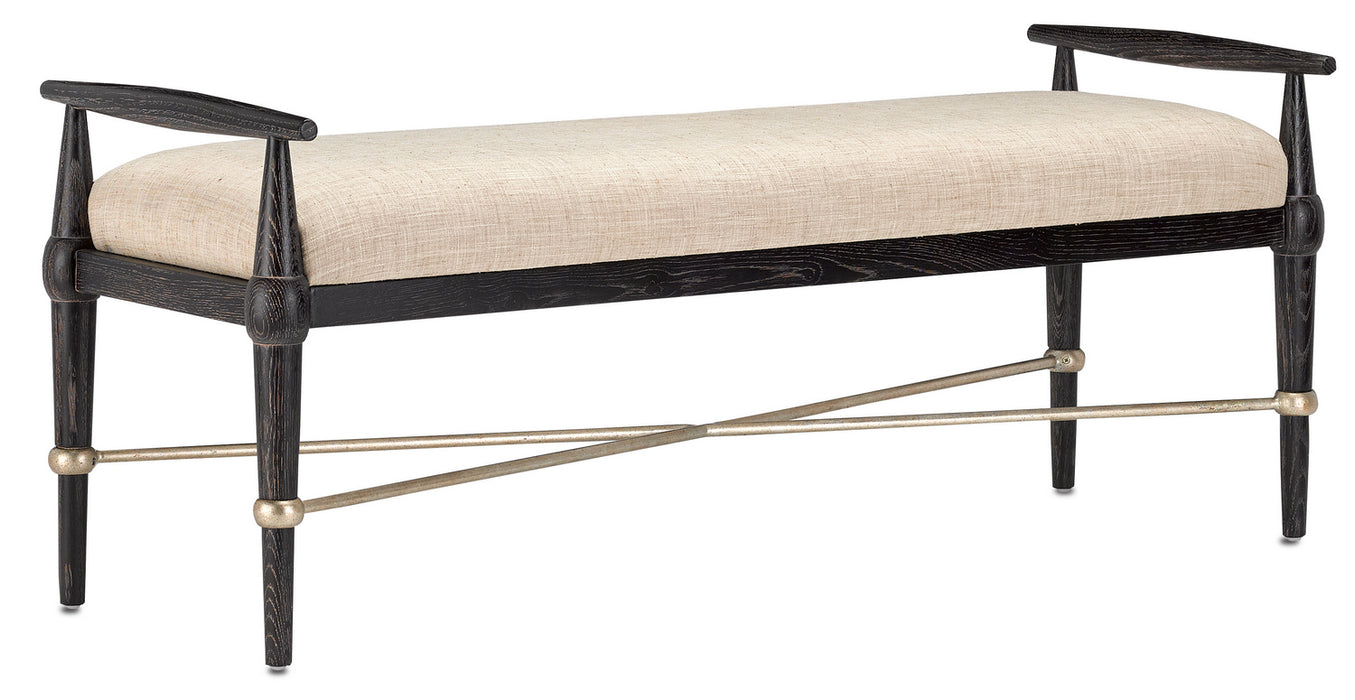 Currey and Company 7000-0052 Bench, Ebonized Wood/Silver Granello