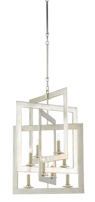 Currey and Company 9000-0523 Eight Light Chandelier, Contemporary Silver Leaf