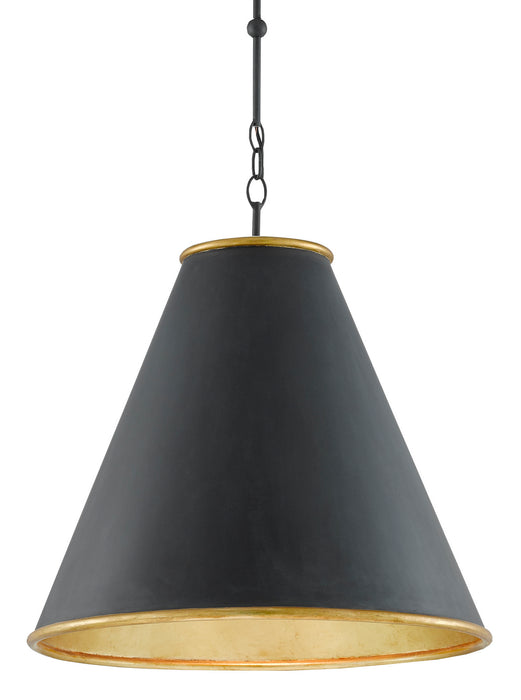 Currey and Company 9000-0535 One Light Pendant, Antique Black/Contemporary Gold Leaf/Painted Gold